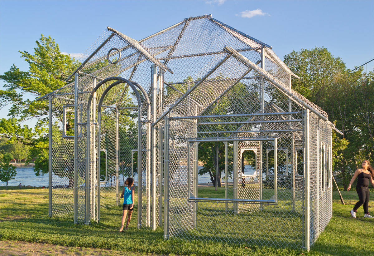 Photography of Ghost House as installed in Randall's Island Park, NYC