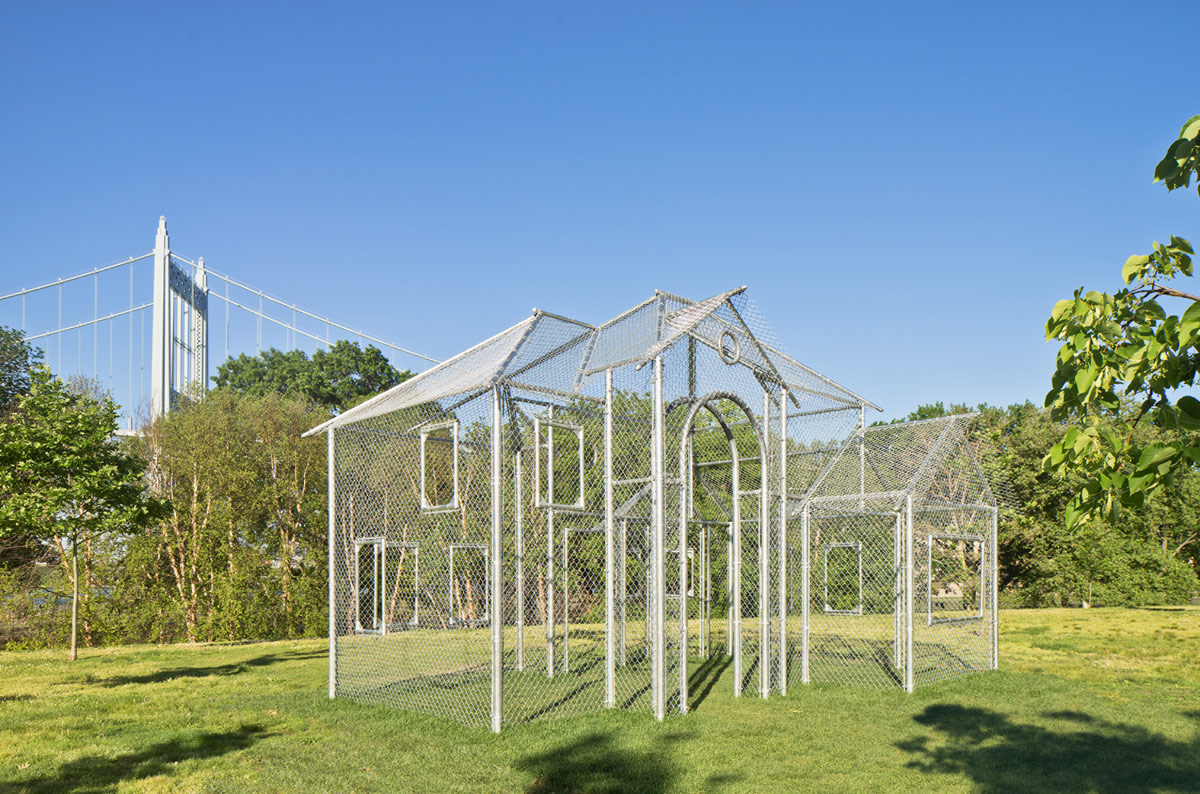 Photography of Ghost House as installed in Randall's Island Park, NYC